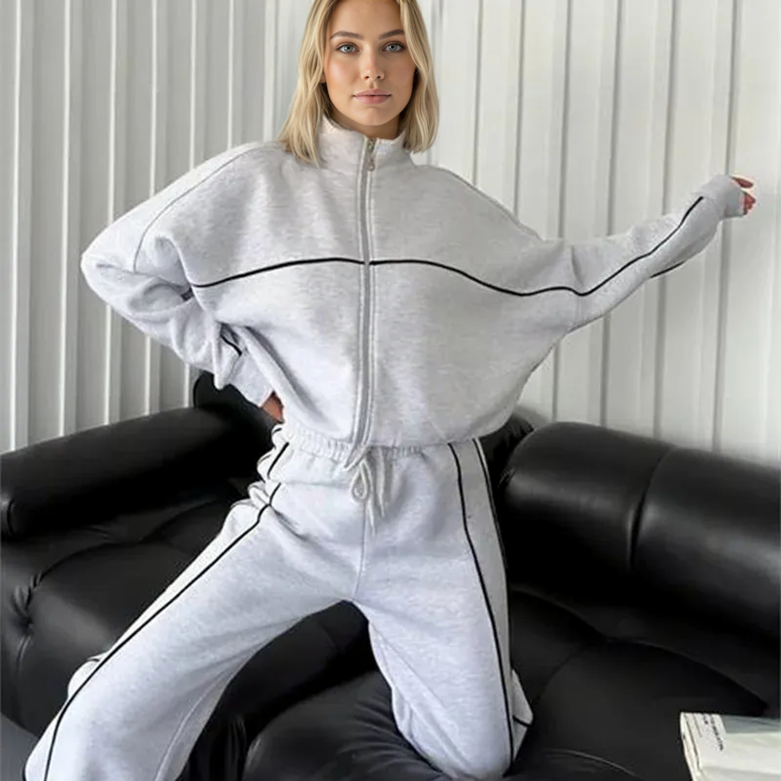 Zip Up Oversized Jogger Tracksuit Set - Image 11