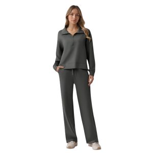 Two Piece Half Zip Sweatsuit With Loose Fit Outfit For Women - Image 7