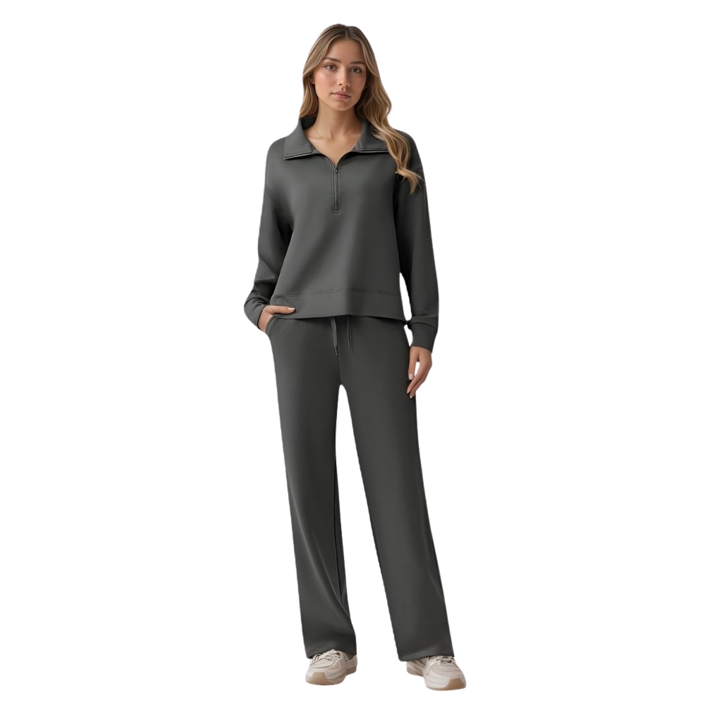 Two Piece Half Zip Sweatsuit With Loose Fit Outfit For Women - Image 7