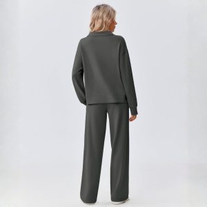 Two Piece Half Zip Sweatsuit With Loose Fit Outfit For Women - Image 8