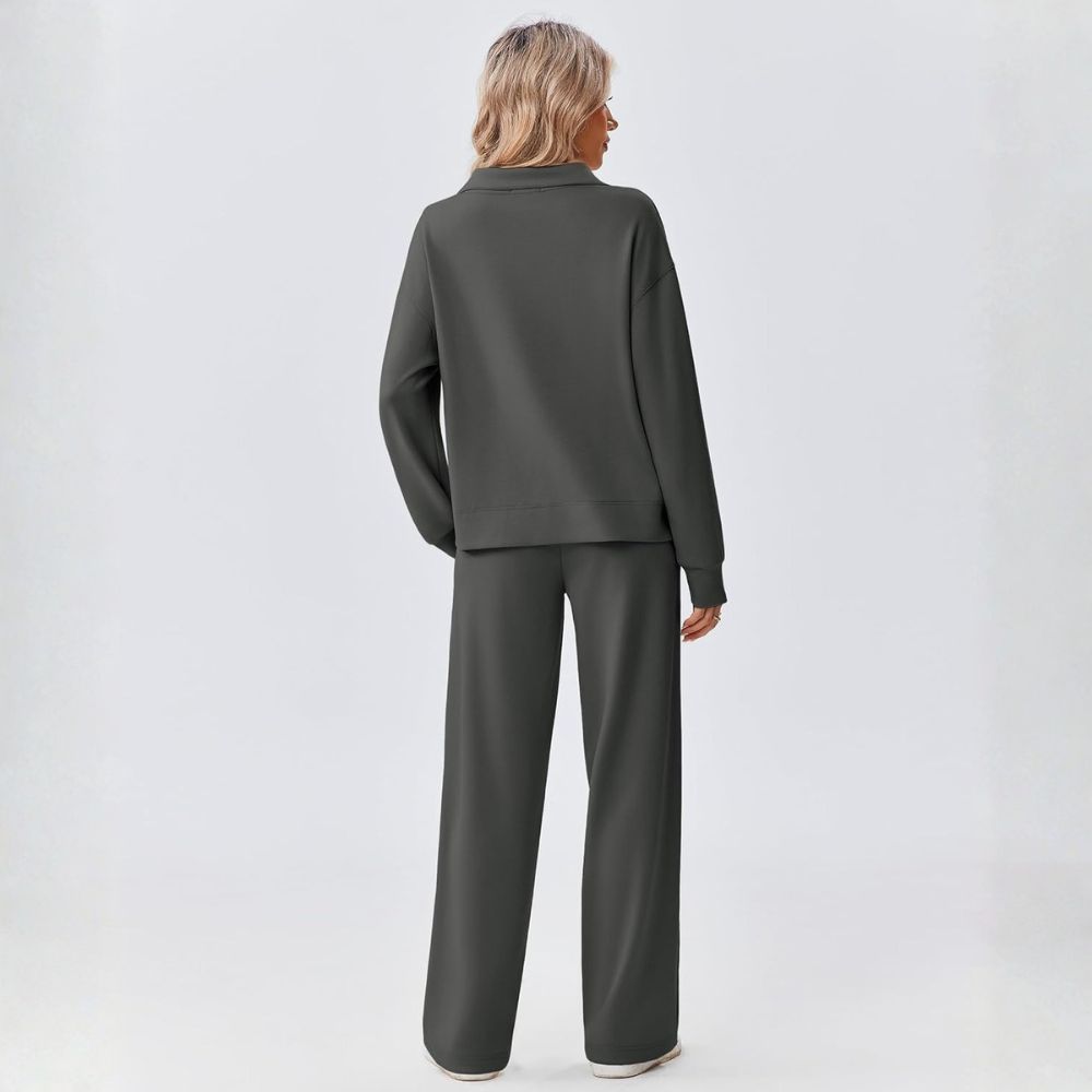 Two Piece Half Zip Sweatsuit With Loose Fit Outfit For Women - Image 8