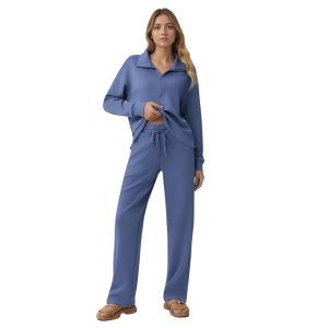 Two Piece Half Zip Sweatsuit With Loose Fit Outfit For Women - Image 11