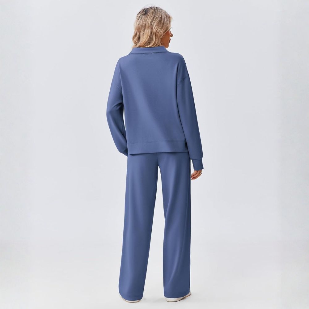 Two Piece Half Zip Sweatsuit With Loose Fit Outfit For Women - Image 12