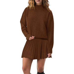Two Piece Knit Sweater With Mini Skirt Set For Women - Image 18