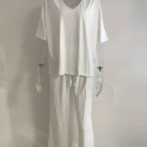 Fashionable Short Sleeve T Shirt And Straight Pant Set - Image 6