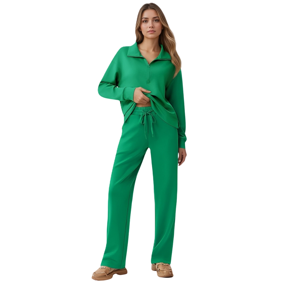 Two Piece Half Zip Sweatsuit With Loose Fit Outfit For Women - Image 9