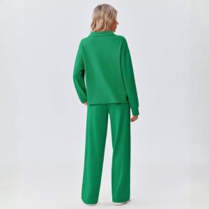 Two Piece Half Zip Sweatsuit With Loose Fit Outfit For Women - Image 10