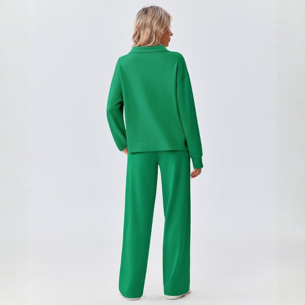 Two Piece Half Zip Sweatsuit With Loose Fit Outfit For Women - Image 10