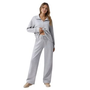 Two Piece Half Zip Sweatsuit With Loose Fit Outfit For Women - Image 15