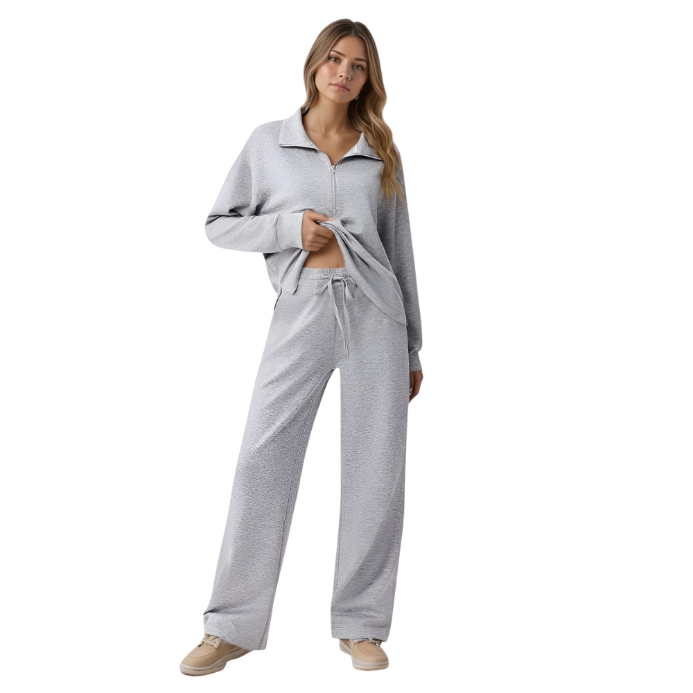 Two Piece Half Zip Sweatsuit With Loose Fit Outfit For Women - Image 15