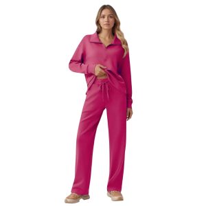 Two Piece Half Zip Sweatsuit With Loose Fit Outfit For Women - Image 5