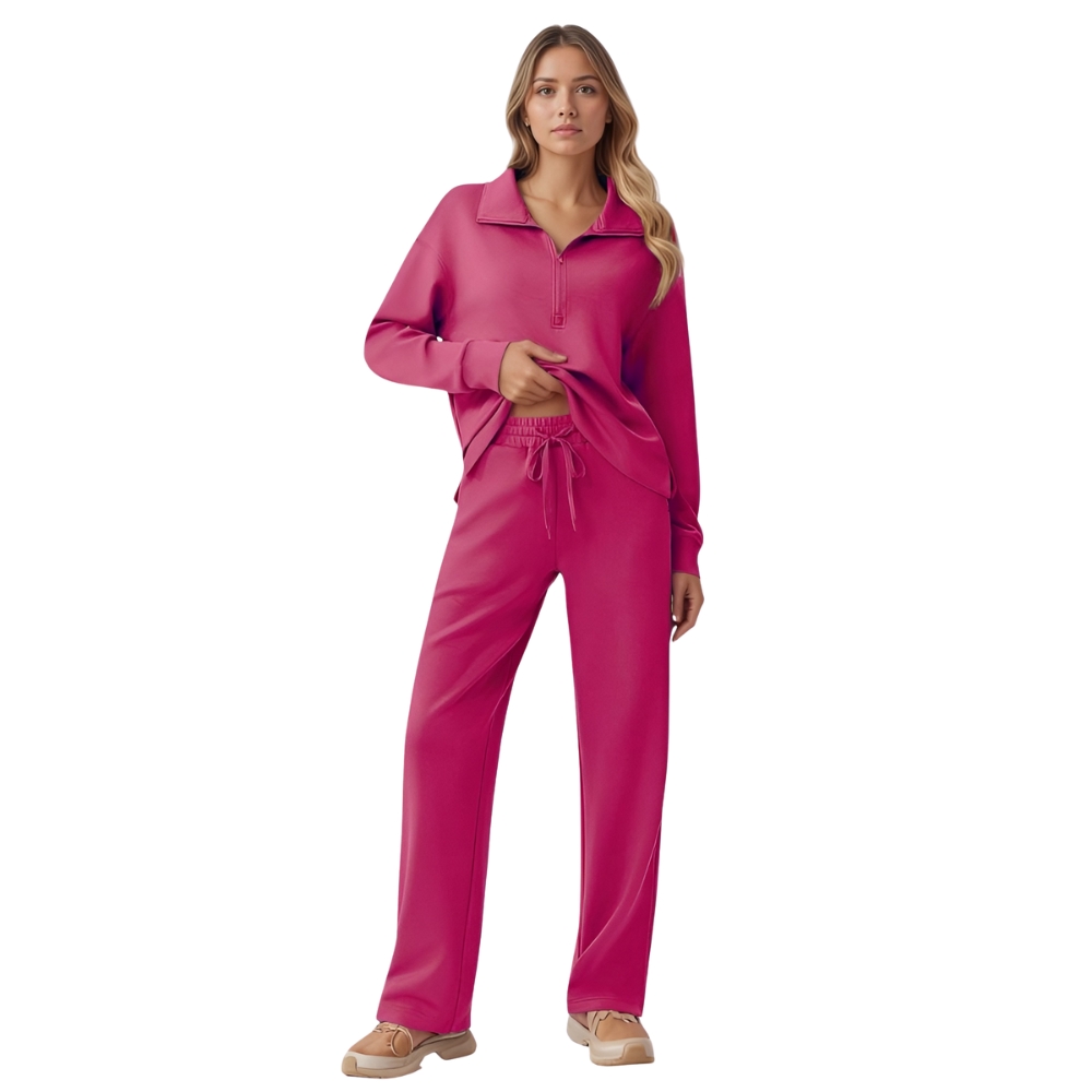 Two Piece Half Zip Sweatsuit With Loose Fit Outfit For Women - Image 5