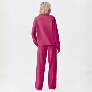 Two Piece Half Zip Sweatsuit With Loose Fit Outfit For Women - Image 6