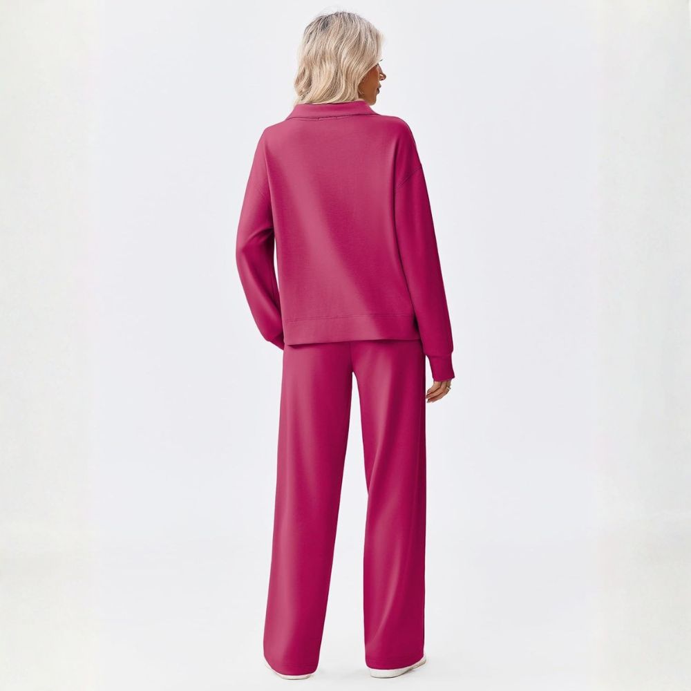 Two Piece Half Zip Sweatsuit With Loose Fit Outfit For Women - Image 6