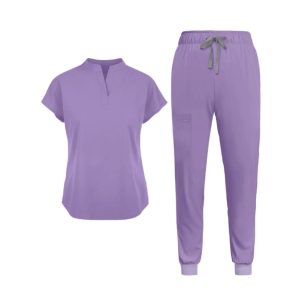 Mandarin Collared Tunic And Pants Scrub Set - Image 1