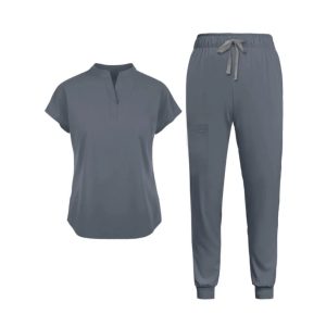 Mandarin Collared Tunic And Pants Scrub Set - Image 5