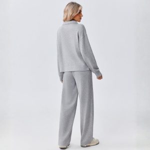 Two Piece Half Zip Sweatsuit With Loose Fit Outfit For Women - Image 16