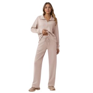 Two Piece Half Zip Sweatsuit With Loose Fit Outfit For Women - Image 19