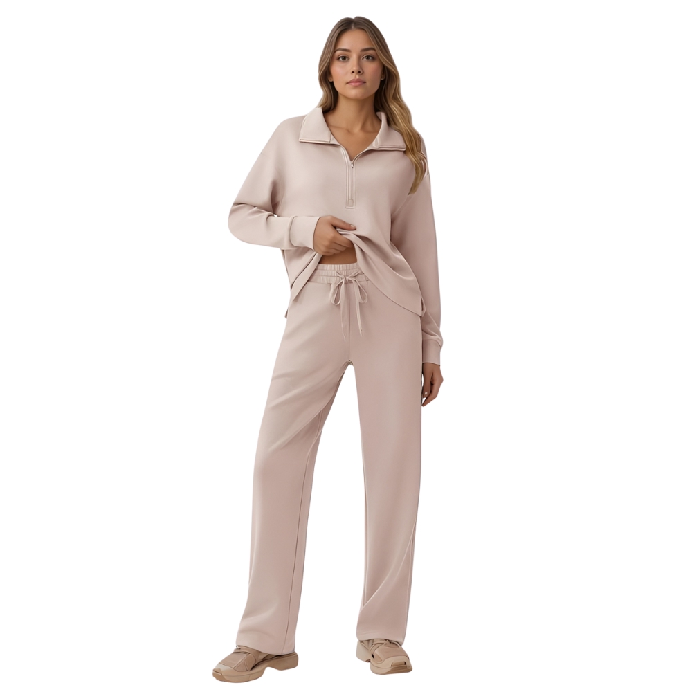 Two Piece Half Zip Sweatsuit With Loose Fit Outfit For Women - Image 19