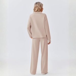 Two Piece Half Zip Sweatsuit With Loose Fit Outfit For Women - Image 20