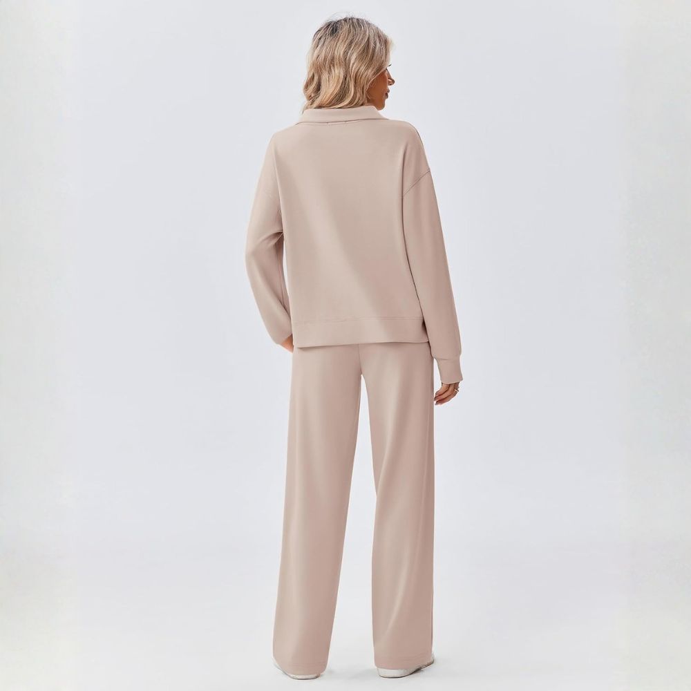 Two Piece Half Zip Sweatsuit With Loose Fit Outfit For Women - Image 20