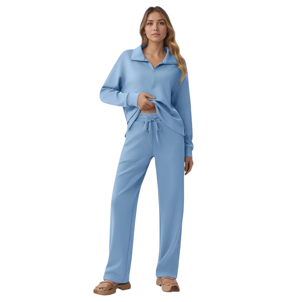 Two Piece Half Zip Sweatsuit With Loose Fit Outfit For Women - Image 17