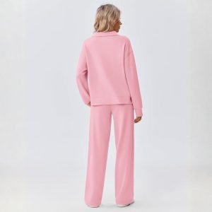 Two Piece Half Zip Sweatsuit With Loose Fit Outfit For Women - Image 4