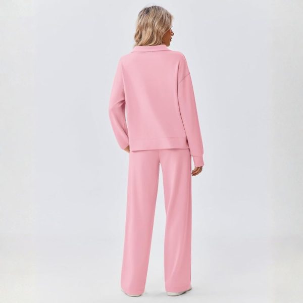 Two Piece Half Zip Sweatsuit With Loose Fit Outfit For Women
