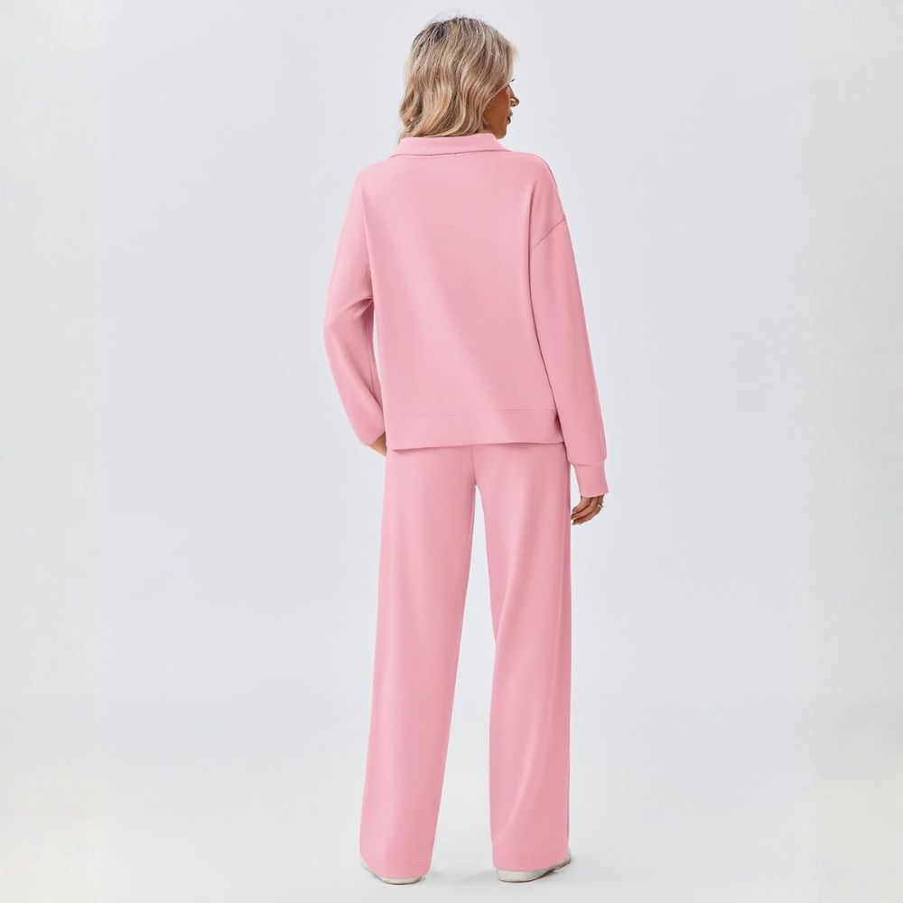 Two Piece Half Zip Sweatsuit With Loose Fit Outfit For Women - Image 4