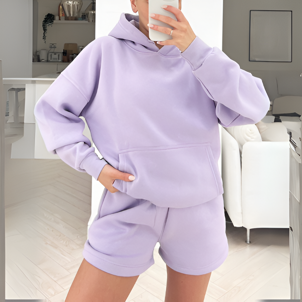 Pastel Hoodie And Shorts Set - Image 15