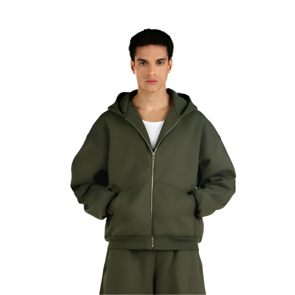 Zipper Hoodie And Sweatpants Set - Image 8
