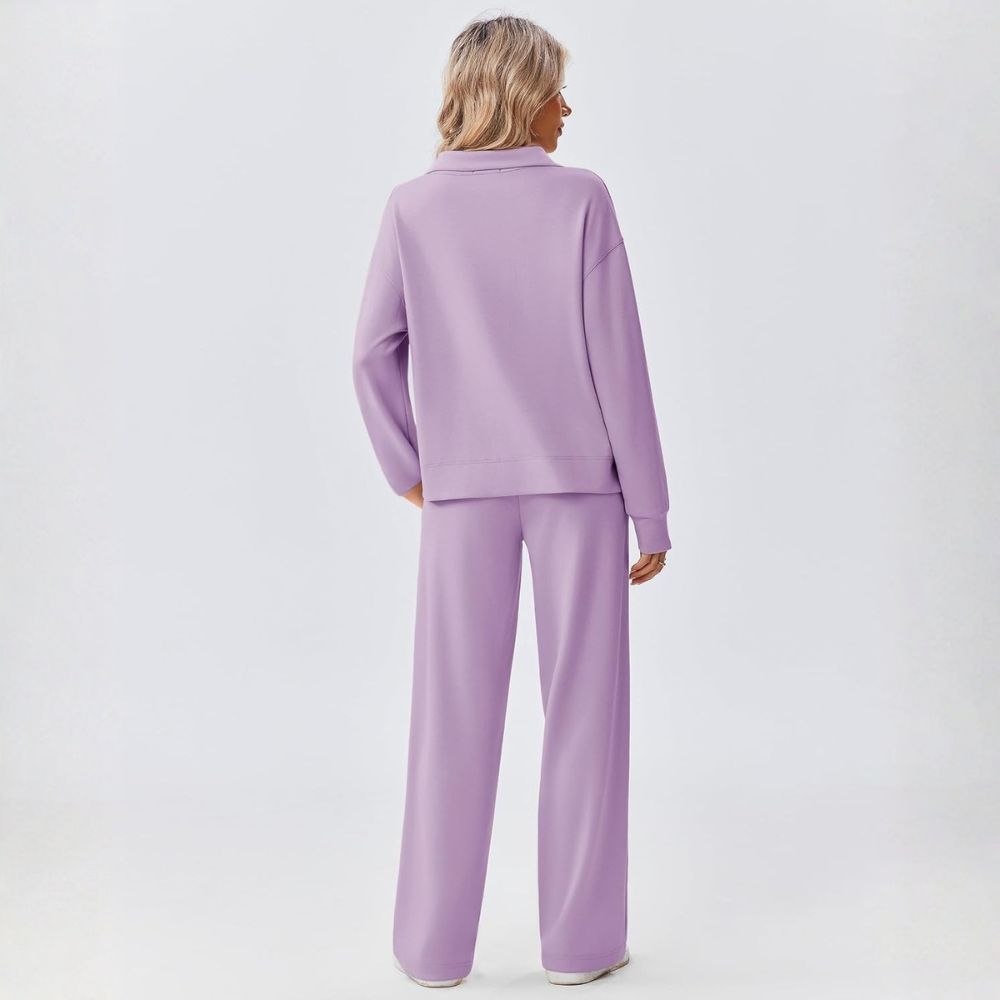 Two Piece Half Zip Sweatsuit With Loose Fit Outfit For Women - Image 14