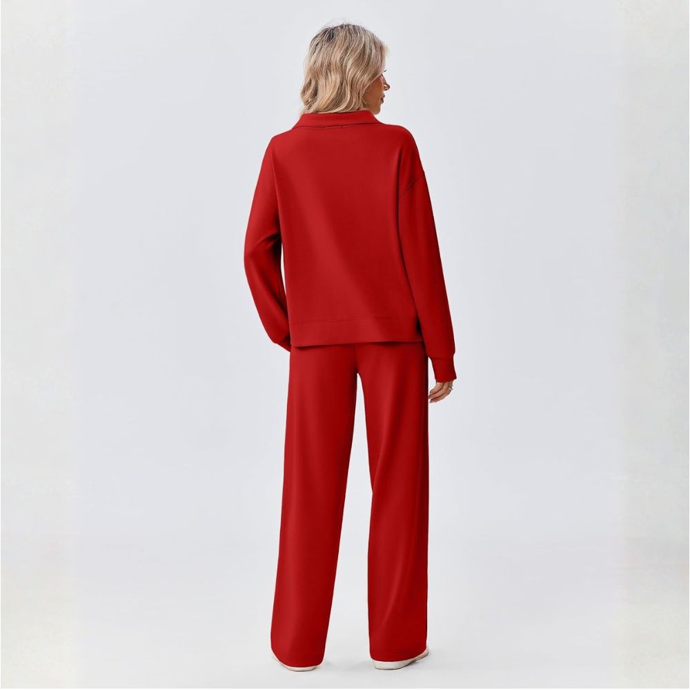 Two Piece Half Zip Sweatsuit With Loose Fit Outfit For Women - Image 22